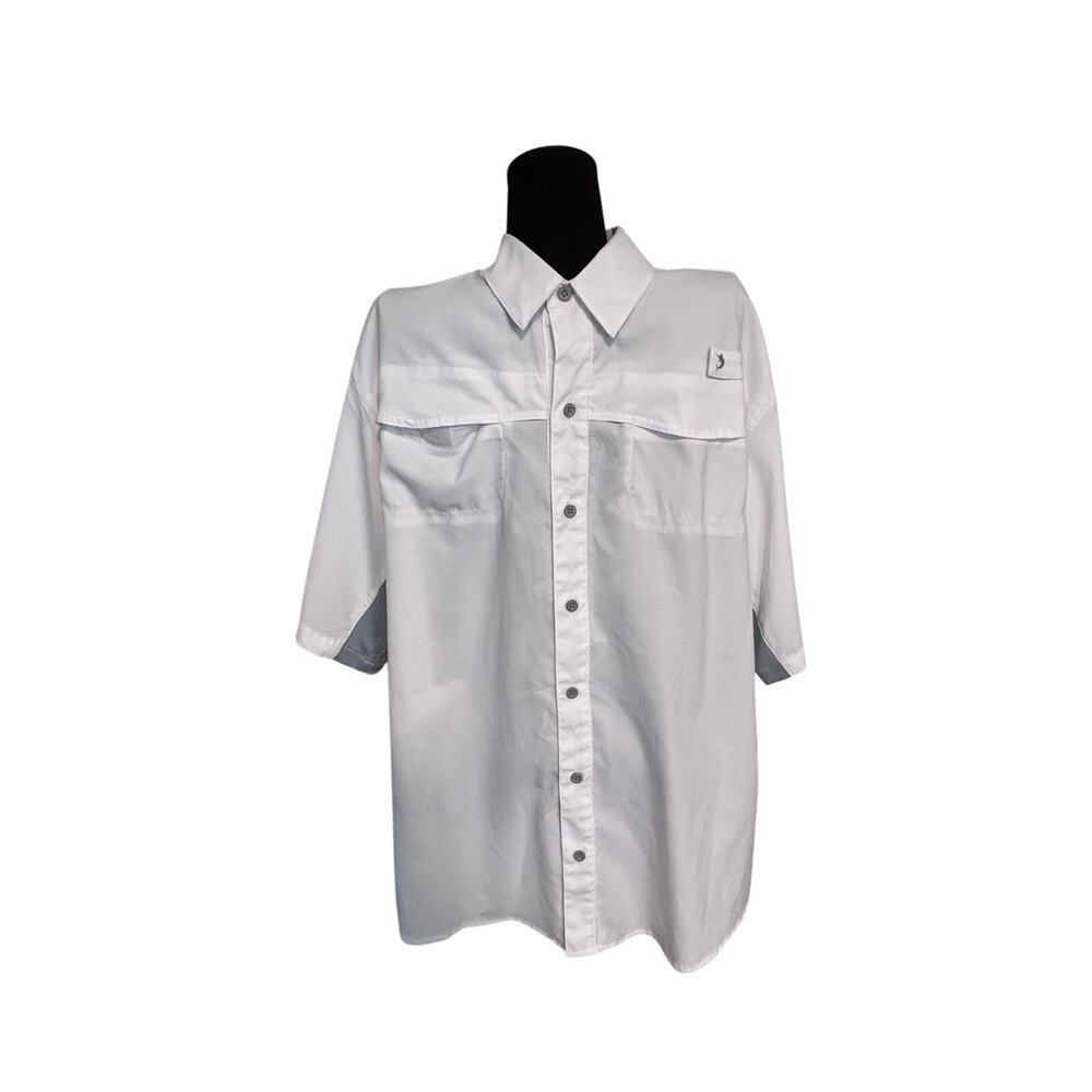 Reel Legends Mariner II Vented Button Down White Fishing Shirt  Size Large
